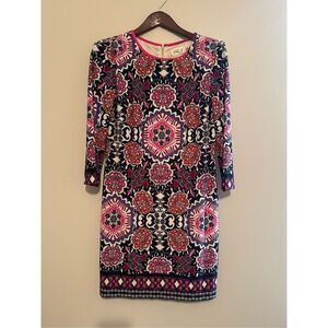 Eliza J Dress Geometric 3/4  Sleeve Multicolor Stretch Lined Women's 10